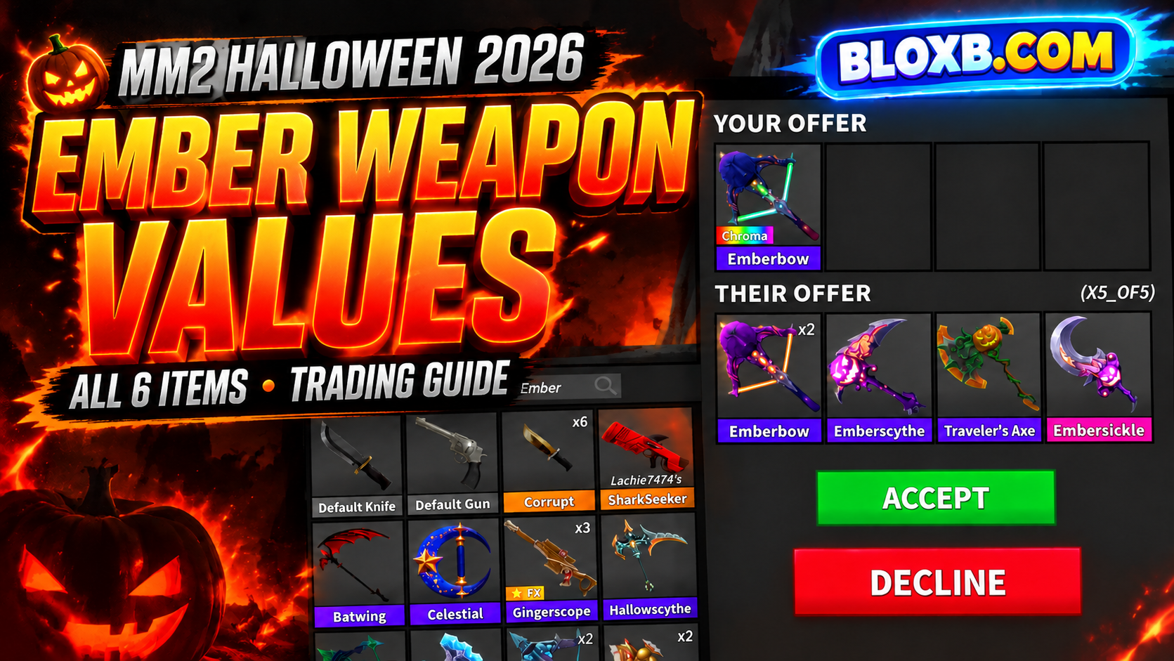 MM2 Halloween 2026 Ember Weapon Values: All 6 Items & Trading Guide